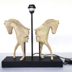 artisan-made wooden horse lamp stand