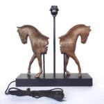 rustic wooden horse lamp base décor