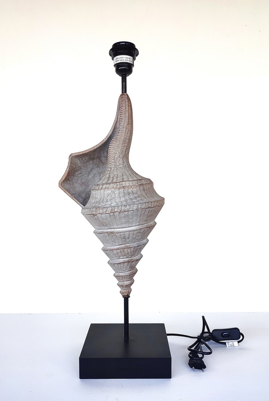 Handcrafted Wooden Conch Shell Table Lamp Base | masterarts.co.in