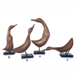 Wooden Set Of Four Duck Sculptures