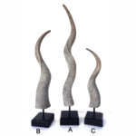 Wooden Set of Three Horn Sculptures