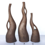 Sculptural Set of Three Wooden Vases