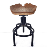 handcrafted wooden iron stool